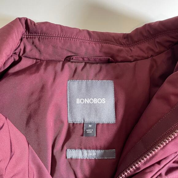 Bonobos Mens Slim Fit Coaches Full Zip Jacket Burgundy Sz Medium Classic Utility - Picture 7 of 10